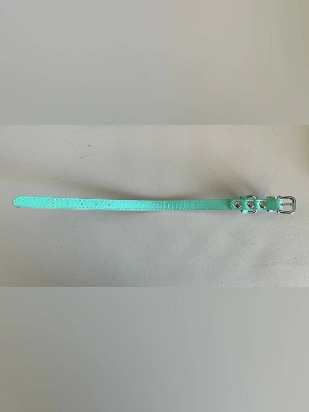 Turquoise Faux Leather Dog Collar -Tiffany blue-inspired shade